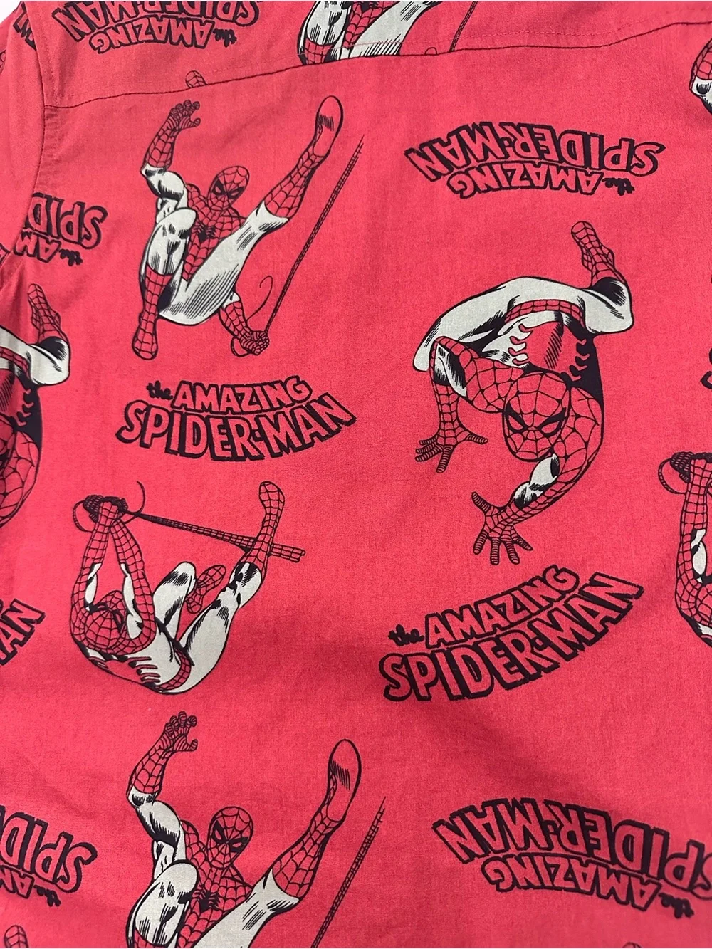 Boys' Spiderman Marvel Short Sleeve Button-Up Shirt, Size M-8